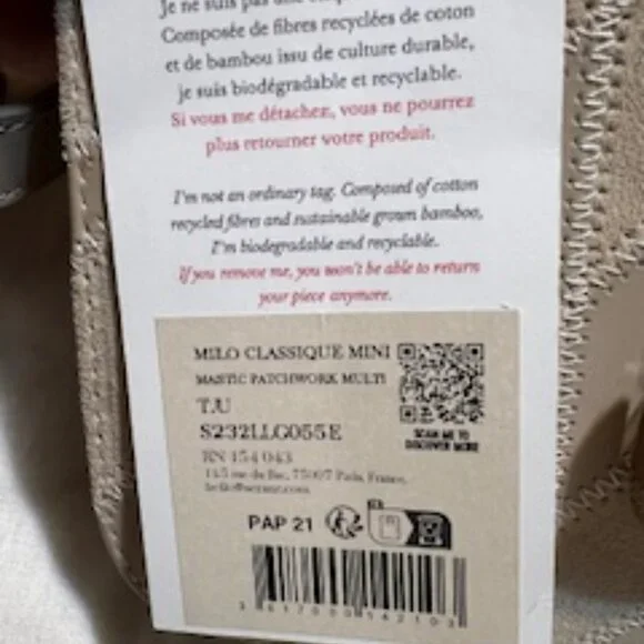 NWT Sezane Milo Classique Mini Beige Patchwork Bag in Leather/Suede - Picture 5 of 10